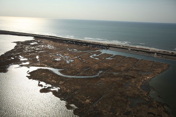 WANTAGH, NY - APRIL 15: An aerial view of the area near Gilgo Beach and Ocean Parkway on Long Island where police have been conducting a prolonged search after finding ten sets of human remains on Apr ...
