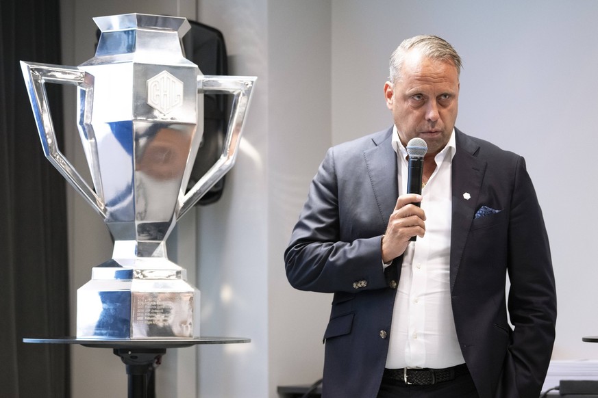 STOCKHOLM 20220830 CHL:s ordf�rande J�rgen Lindgren presenterade spelschemat. STOCKHOLM SVERIGE x10060x *** STOCKHOLM 20220830 CHL President J�rgen Lindgren presented the game schedule STOCKHOLM SWEDE ...