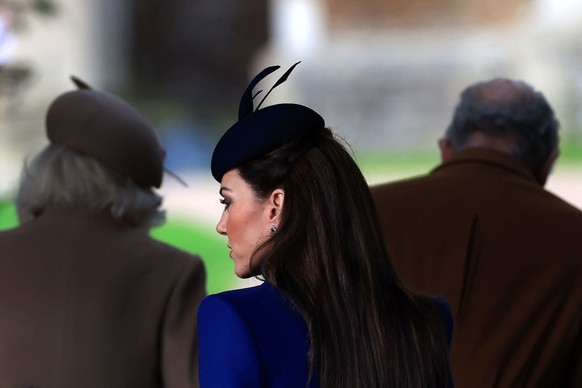 SANDRINGHAM, NORFOLK - DECEMBER 25: Catherine, Princess of Wales attends the Christmas Morning Service at Sandringham Church on December 25, 2023 in Sandringham, Norfolk. (Photo by Stephen Pond/Getty  ...