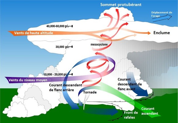 La circulation de l'air dans un orage supercellulaire