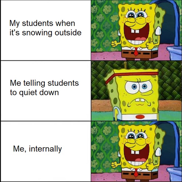Schnee-Memes mit Sponge Bob.