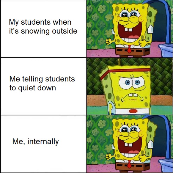 Schnee-Memes mit Sponge Bob.