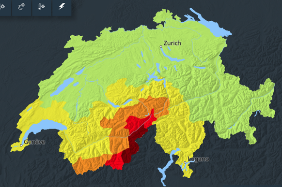 Carte des dangers de meteosuisse, mercredi 16 avril 2025.