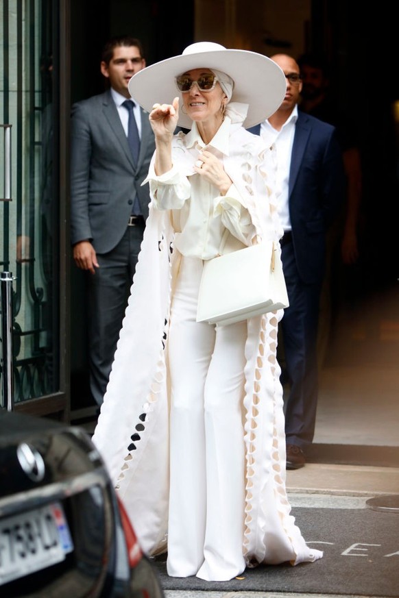 Celine Dion leaves her hotel in Paris, France, on July 12, 2017. (Photo by Mehdi Taamallah/NurPhoto via Getty Images)
