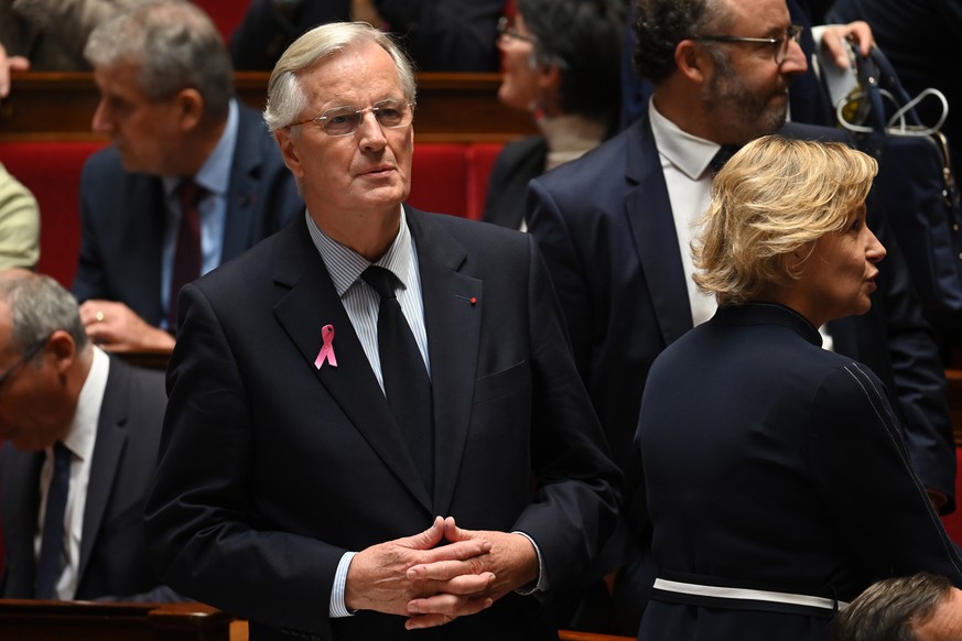 epa11636819 French Prime Minister Michel Barnier prior to delivering a speech on his government&#039;s general policy programme at the National Assembly in Paris, France, 01 October 2024. EPA/JULIEN M ...