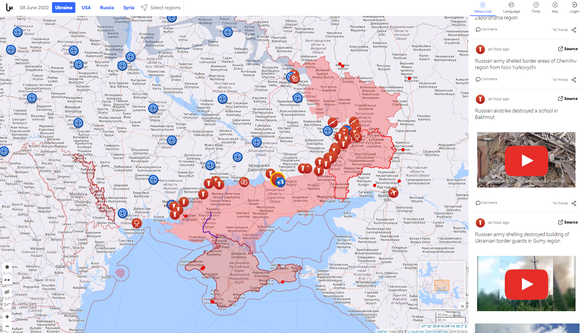 Liveuamap.com documente la guerre d'agression russe.