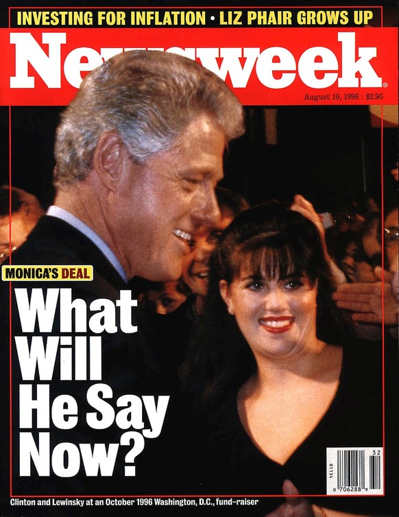 The cover of the August 10, 1998 issue of Newsweek magazine shows President Clinton and Monica Lewinsky at an October 1996 fundraiser in Washington D.C. With pressure growing for President Clinton to  ...