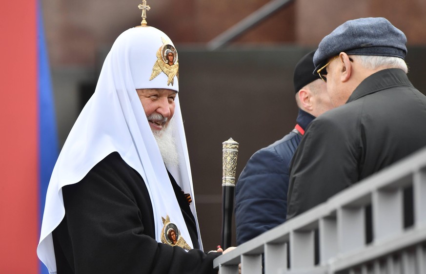 Russia WWII Victory Day Parade 8187149 09.05.2022 Patriarch Kirill of Moscow and All Russia attends a military parade on Victory Day, which marks the 77th anniversary of the victory over Nazi Germany ...