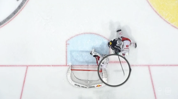 Le puck est clairement derrière la ligne rouge.