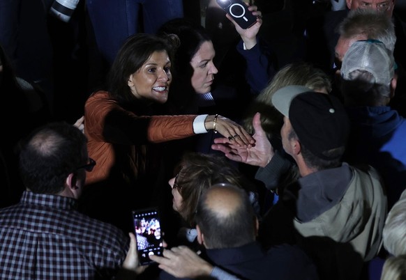 MYRTLE BEACH, SOUTH CAROLINA - FEBRUARY 22: Republican presidential candidate former U.N. Ambassador Nikki Haley greets supporters during a campaign event on February 22, 2024 in Myrtle Beach, South C ...