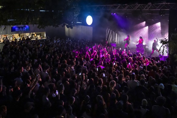French-Congolese singer Theodora performs on the Spotlight stage during the 59th Montreux Jazz Festival (MJF), in Montreux, Switzerland, Wednesday, July 9, 2025 (KEYSTONE/Cyril Zingaro)
