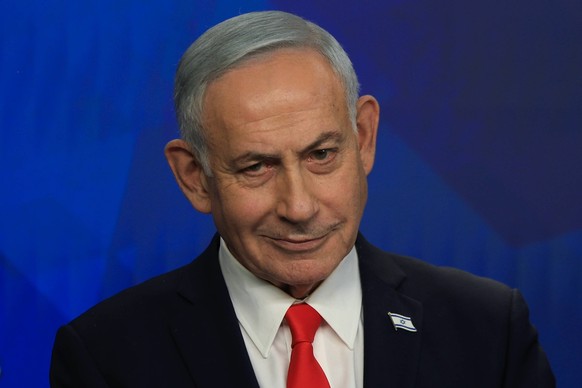 Benjamin Netanyahou, ici lors d'une conférence de presse à Jérusalem, lundi 15 juin 2026, à la suite de la conclusion d'un accord entre les Etats-Unis et l'Iran.