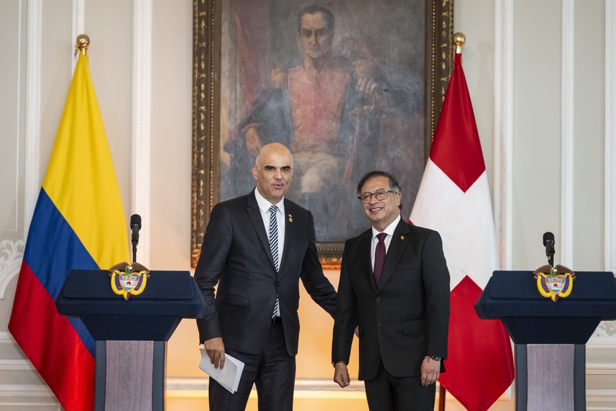 Alain Berset et Gustavo Petro, président de la Colombie, lors de l'ultime jour de sa courte visite sur place.