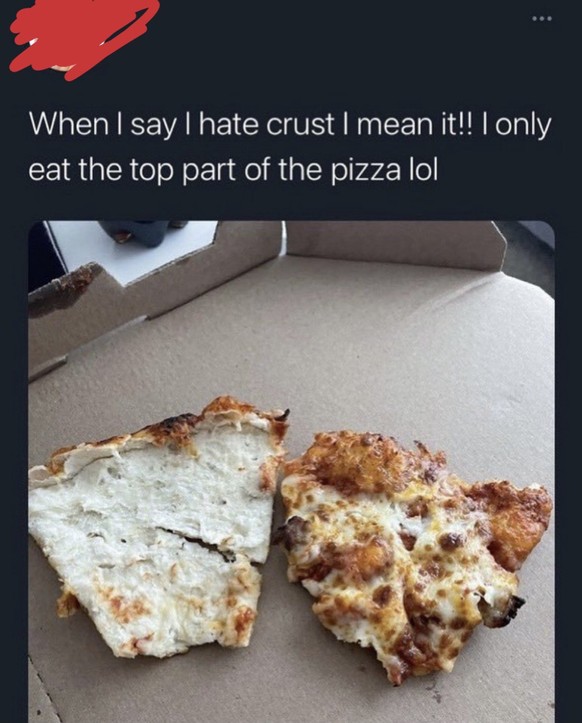 Pizza Verbrechen: Nur den Belag essen