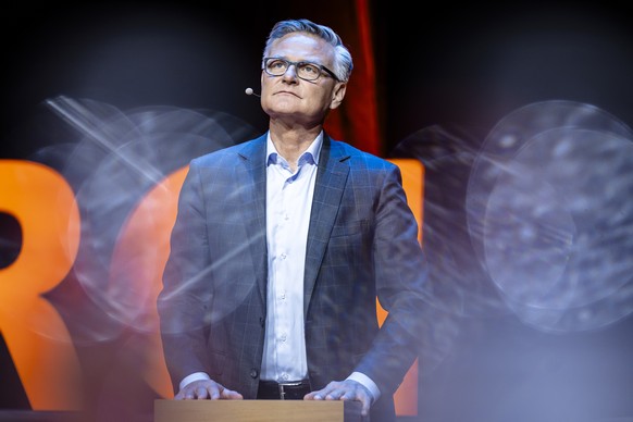 Mario Irminger, Praesident der Generaldirektion MGB, .spricht waehrend der Bilanzmedienkonferenz der Migros, am Dienstag, 25. Maerz 2025 in Zuerich. (KEYSTONE/Michael Buholzer)