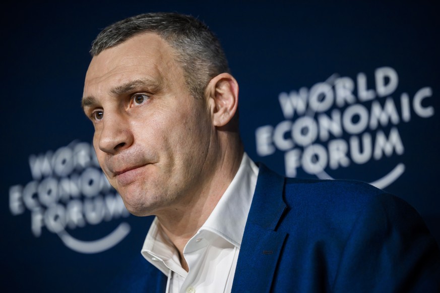 epa09976386 Mayor of Kyiv Vitali Klitschko attends the 51st annual meeting of the World Economic Forum (WEF) in Davos, Switzerland, 26 May 2022. The meeting brings together entrepreneurs, scientists,  ...