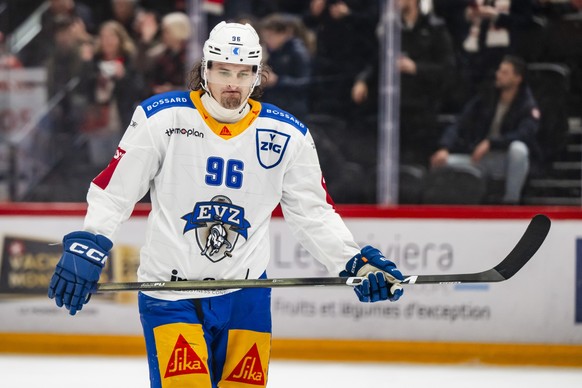 Daniel Vozenilek (EVZ) reagit lors du match de championnat suisse de hockey sur glace de National League, entre Lausanne HC et EV Zug le samedi 22 novembre 2025 a la patinoire de la Vaudoise arena a L ...