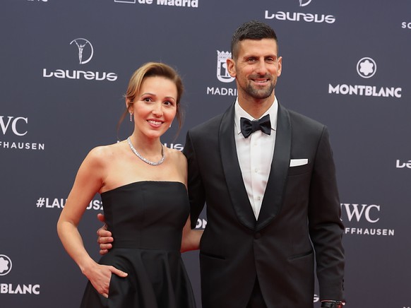 Novak Djokovic, ici avec sa femme Jelena, a remporté le Laureus Award pour la 5e fois