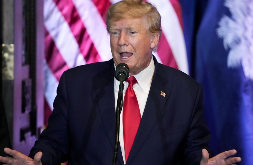 Former President Donald Trump speaks at a campaign event at the South Carolina Statehouse, Saturday, Jan. 28, 2023, in Columbia, S.C. (AP Photo/Alex Brandon)
Donald Trump