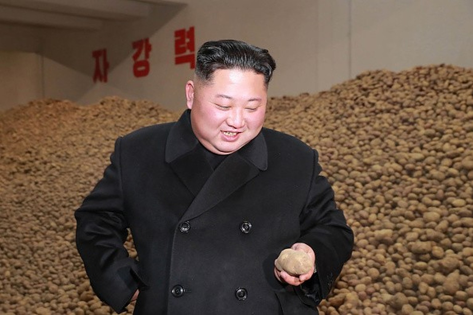 This undated picture released by North Korea&amp;#039;s official Korean Central News Agency (KCNA) on October 30, 2018 shows North Korean leader Kim Jong-Un inspecting the Samjiyon Potato Farina Produ ...