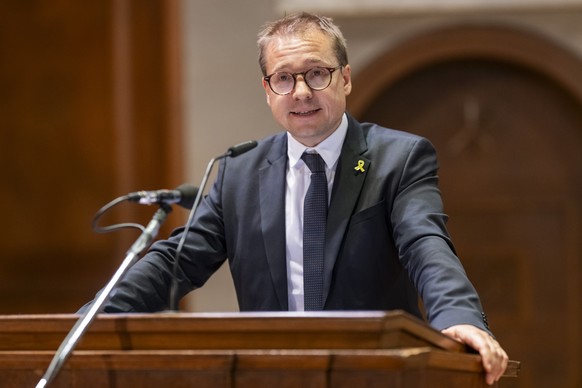 Nationalrat Philippe Nantermod, FDP-VS, spricht an einer Gedenkstunde fuer die Opfer der Anschlaege durch die Terrororganisation Hamas auf israelische Zivilistinnen und Zivilisten, am 7. Oktober 2023, ...