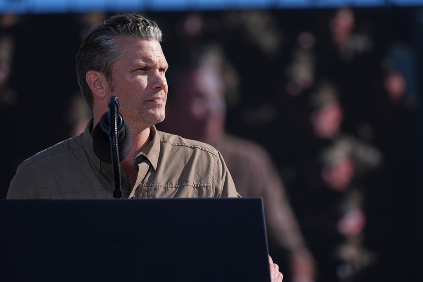 Defense Secretary Pete Hegseth speaks during activities to mark the upcoming Marine Corps&#039; 250th anniversary Saturday, Oct 18, 2025, on Marine Corps Base Camp Pendleton in Camp Pendleton, Calif.  ...