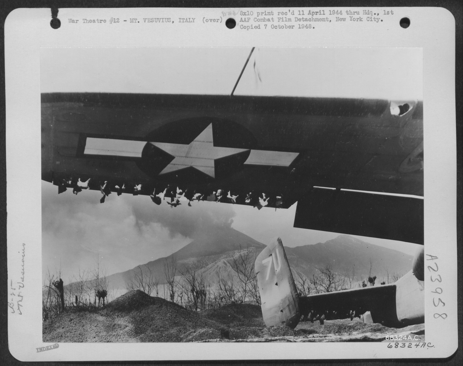 North American B-25 Which Was Damaged During The Eruption Of Mt. Vesuvius On 23 March 1944. Note Ashes And Cinders Piled Around The Place. 340Th Bomb Group, Italy. Copyright: xpiemagsx nawwmilpie06092 ...