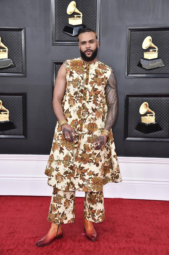 Jidenna arrives at the 64th Annual Grammy Awards at the MGM Grand Garden Arena on Sunday, April 3, 2022, in Las Vegas. (Photo by Jordan Strauss/Invision/AP)