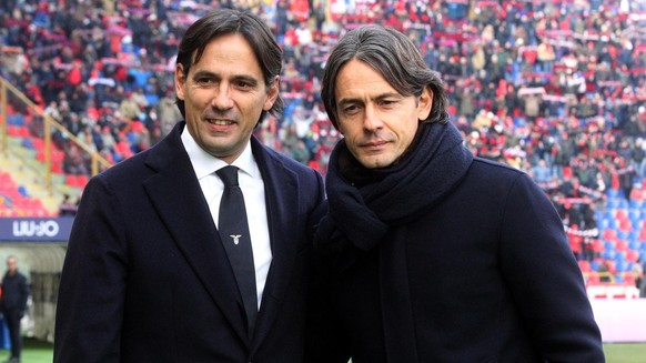 epa07249084 Lazio&#039;s head coach Simone Inzaghi (L) and Bologna&#039;s Filippo Inzaghi poses for photos ahead of the Italian serie A soccer match Bologna FC vs SS Lazio at &#039;Dall&#039;Ara&#039; ...