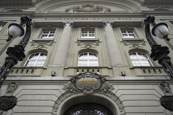 The facade of the Swiss National Bank SNB pictured at the Federal square (Bundesplatz) prior to an end-of-year press conference of Swiss National Bank (SNB BNS), in Bern, Switzerland, Thursday, Decemb ...