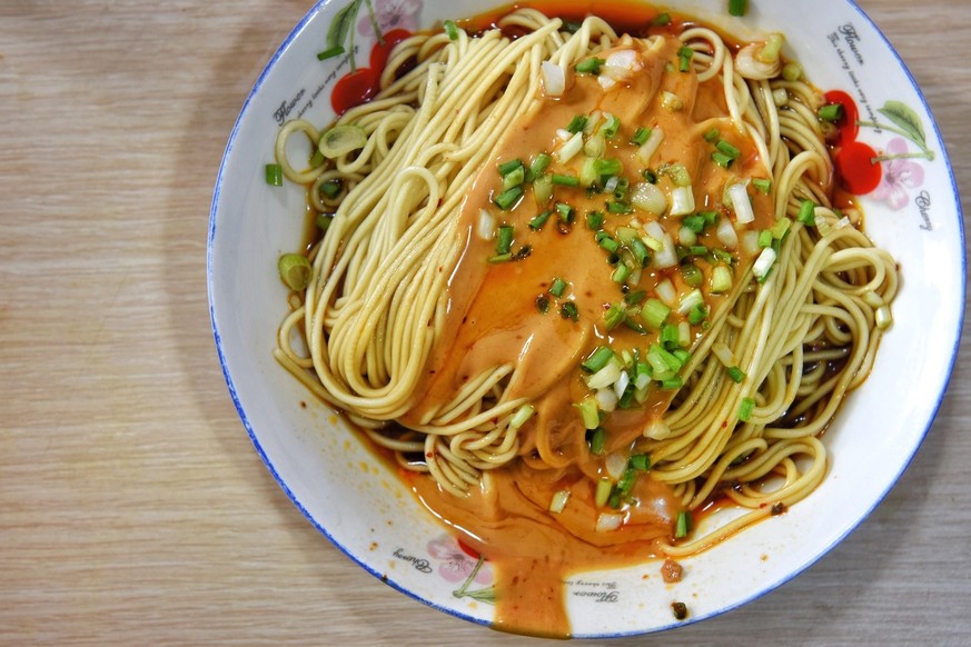 Shanghai style sesame chili noodles.