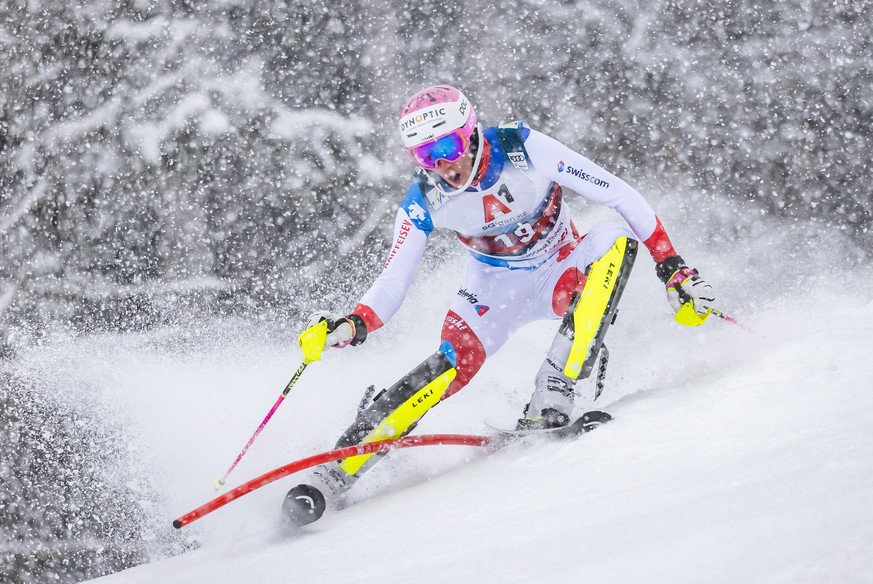 ABD0084_20220122 - KITZB�HEL - �STERREICH: Tanguy Nef (SUI) w�hrend dem 1. Lauf im Weltcup-Slalom der M�nner am Samstag, 22. J�nner 2022, anl. des 82. Hahnenkammrennens in Kitzb�hel. - FOTO: APA/EXPA/ ...