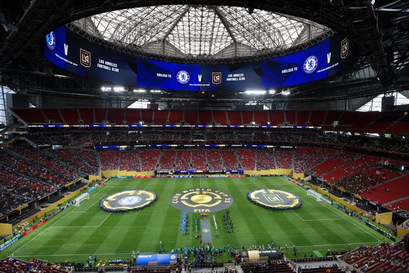 Chelsea and Los Angeles FC are introduced before their match in a Club World Cup Group D soccer match in Atlanta, Monday, June 16, 2025. (Jason Getz/Atlanta Journal-Constitution via AP)
CWC Chelsea Lo ...