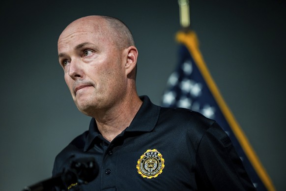 Gov. Spencer Cox speaks at a press conference at Utah Valley University after Charlie Kirk, CEO and co-founder of Turning Point USA, was shot and killed during a visit at the university in Orem, Utah, ...