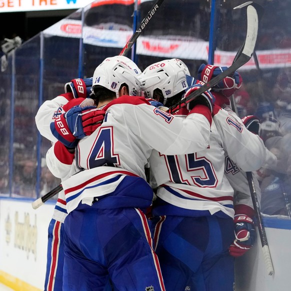 La joie des joueurs de Montréal, tombeurs de Tampa Bay au 1er tour