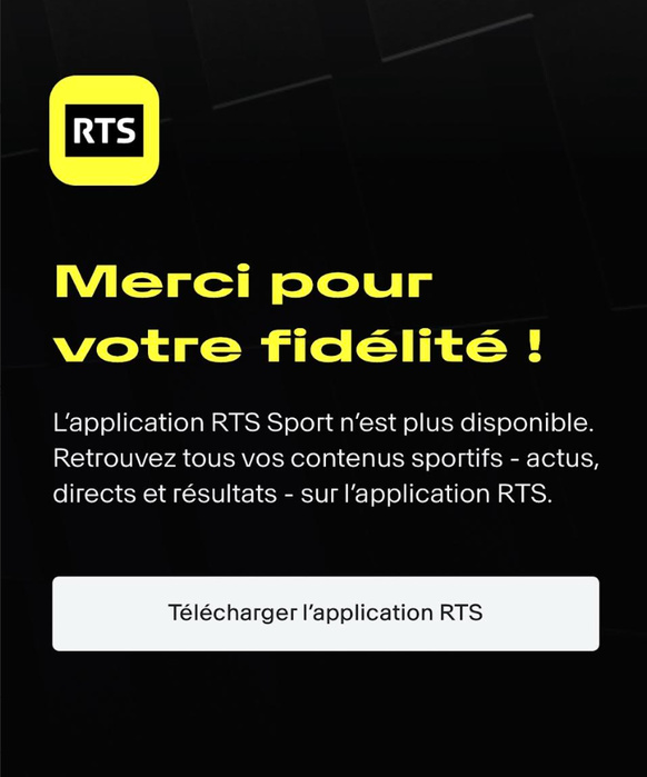L'application RTS Sport a été fusionnée avec la RTS Infos.