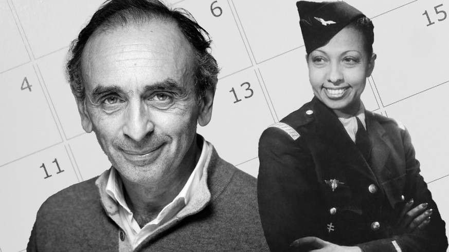 Eric Zemmour et Joséphine Baker en uniforme de sous-lieutenant de l'armée française.