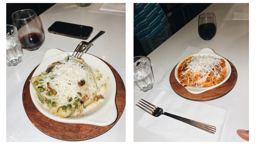 Les lasagnes, végétariennes et bolognaise, du restaurant 3190 à Miami.