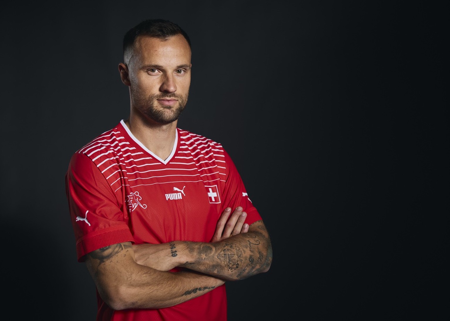 Portrait von Haris Seferovic, Angreifer der Schweizer Fussball-Nationalmannschaft A, aufgenommen am 26. Mai 2022 in Bad Ragaz. (KEYSTONE/Michael Buholzer)