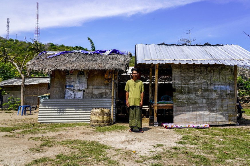 This picture taken on September 24, 2025 shows Senum, a member of the Indigenous Sasak community who had relocated twice after authorities entered his land with heavy machinery to construct the MotoGP ...