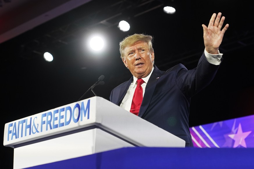 FILE - Former President Donald Trump speaks at the Road to Majority conference Friday, June 17, 2022, in Nashville, Tenn. A British filmmaker who shot interviews with Trump and his inner circle in the ...