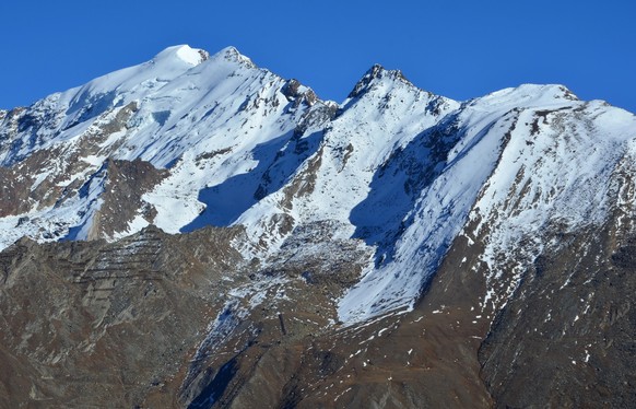 Sunset on the Weissmies, in the Southern Swiss Alps above Saas Fee