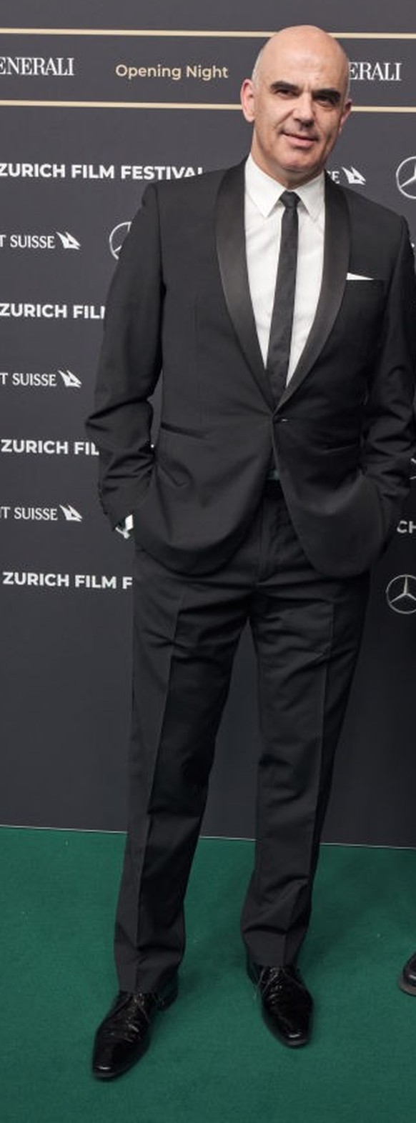 ZURICH, SWITZERLAND - SEPTEMBER 28: Swiss President Alain Berset, film director Kristoffer Borgli attend the Opening Ceremony SoundTrack Zurich during the 19th Zurich Film Festival on September 28, 20 ...