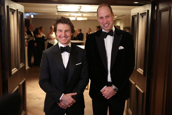 LONDON, ENGLAND - FEBRUARY 7: Britain&#039;s Prince William, Prince of Wales poses for a photo with US actor Tom Cruise at the London Air Ambulance Charity Gala Dinner at The OWO on February 7, 2024 i ...