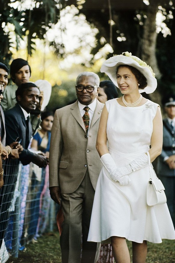 Elizabeth II en visite sur l'île Maurice, en 1972.