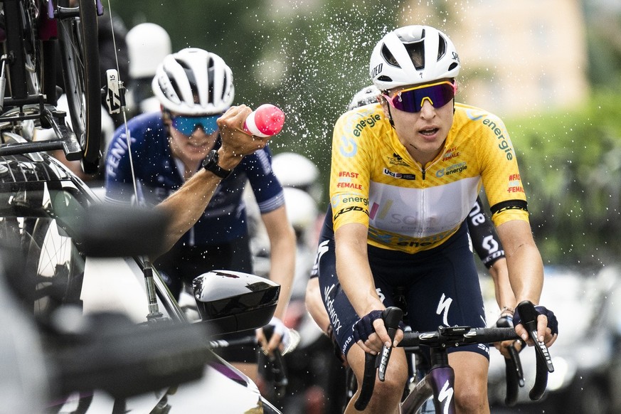Marlen Reusser from Switzerland of Team SD Worx on her way to win the 3rd Tour de Suisse UCI WorldTour cycling women&#039;s race, on Tuesday, June 20, 2023, in Switzerland. (KEYSTONE/Gian Ehrenzeller)