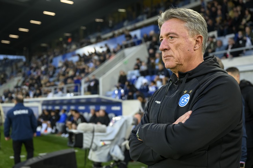 L&#039;entraineur Marco Schaellibaum (GC) lors de la rencontre de football de Swiss Super League entre le FC Lausanne-Sport, LS, et le Grasshopper Club Zuerich, GC, ce samedi 26 octobre 2024 au stade  ...