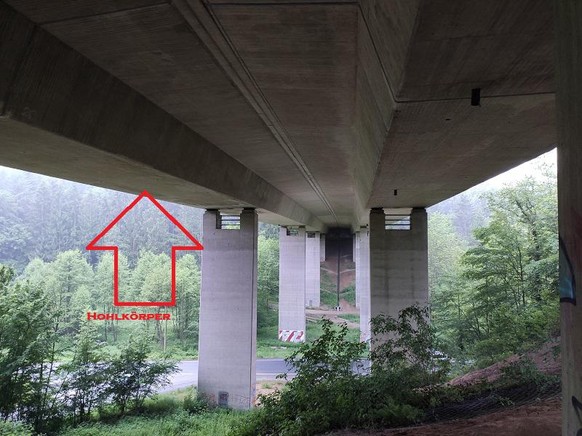 L'espace creux en dessous du pont.