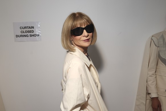 Anna Wintour backstage at the Thom Browne Haute Couture Fall-Winter 2024-2025 collection presented Monday, June 24, 2024 in Paris. (Photo by Vianney Le Caer/Invision/AP)
Anna Wintour