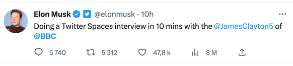 Comment mieux faire comprendre au monde que c'est Musk qui invite la BBC et qui se charge de la popote?